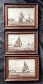 Tegel (3) - Rivierlandschap - Eigen Atelier - Evert, Antiek en Kunst