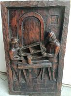 Relief, Charpentiers dans leur atelier - 40 cm - Chêne,