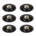 Spots inbouw Inbouwspot Bjorn 1 Rond zwart set 6 stuks, Huis en Inrichting, Verzenden, Nieuw