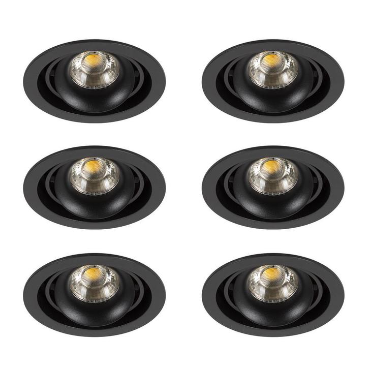 Spots inbouw Inbouwspot Bjorn 1 Rond zwart set 6 stuks, Huis en Inrichting, Lampen | Overige, Verzenden