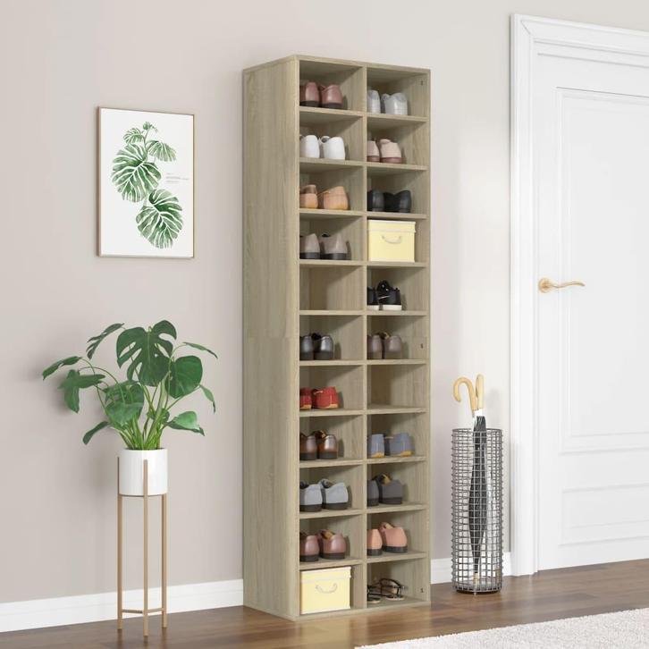 vidaXL Schoenenkast 54x34x183 cm bewerkt hout sonoma, Huis en Inrichting, Kasten | Schoenenkasten, Nieuw, Verzenden