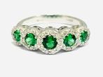 Ring - 18 karaat Witgoud Smaragd - Diamant - Gemaakt in