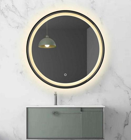 LED spiegel rond met zwart frame - 800mm, Maison & Meubles, Accessoires pour la Maison | Miroirs, Envoi