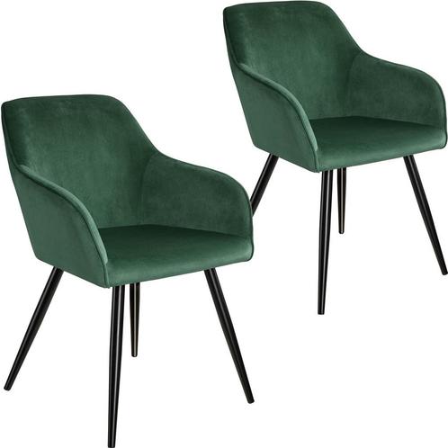 tectake Eetkamerstoel Marilyn fluweellook, zwarte stoelpoten, Huis en Inrichting, Stoelen, Verzenden
