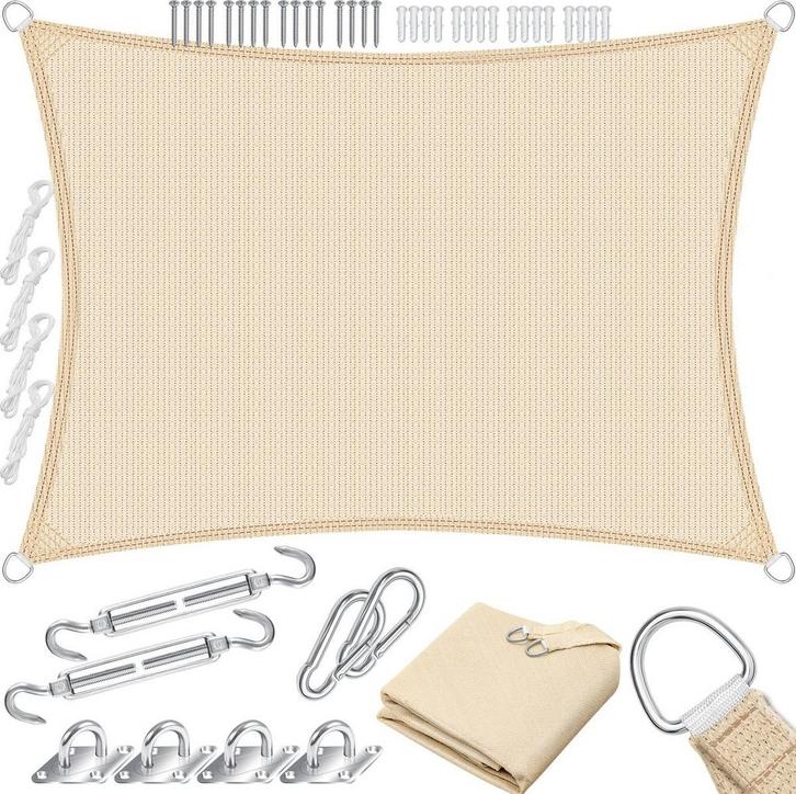 Schaduwdoek - zonnedoek - zonwering - 3x4 meter - met, Jardin & Terrasse, Voiles d'ombrage, Envoi