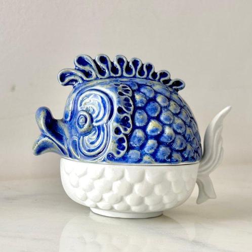 Porcelaine Capodimonte - Sieradendoos - Aziatische vis -, Antiek en Kunst, Antiek | Glaswerk en Kristal