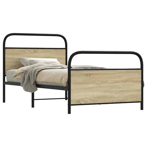 vidaXL Cadre de lit sans matelas 90x200cm chêne sonoma, Maison & Meubles, Chambre à coucher | Lits, Neuf, Envoi