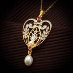 Zonder minimumprijs - Halsketting Zilver Diamant, Handtassen en Accessoires, Kettingen, Nieuw