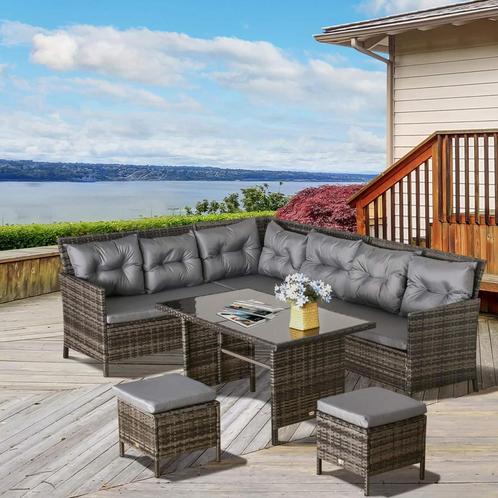 Tuinmeubelset – TrendyGarden - Loungeset – Polyrotan - Grijs, Tuin en Terras, Tuinsets en Loungesets, Nieuw, Ophalen of Verzenden
