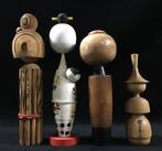 Set van 4 / Japanse vintage houten Kokeshi-poppen (H:16–25
