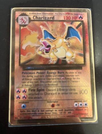 Pokémon - 1 Card - Charizard, golden metal 4/102 First