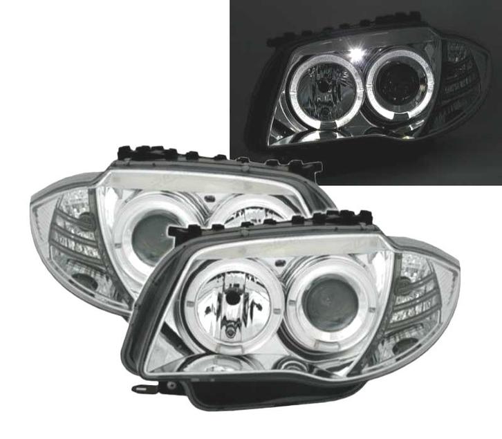 PHARES POUR BMW SÉRIE 1 E81 04-11ANGEL EYES FOND CHROMÉ, Auto-onderdelen, Verlichting, Verzenden