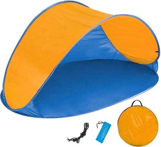 2dekans | Pop up strandtent beach shelter blauw-oranje, Caravans en Kamperen, Tenten, Ophalen of Verzenden