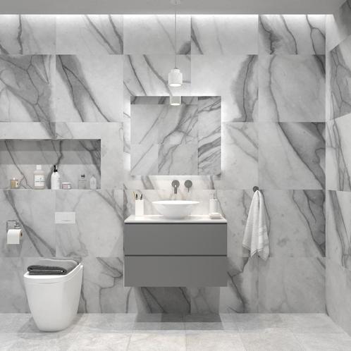 Badkamermeubelset Gliss Zeus 80 cm Beton Grijs Met Waskom, Doe-het-zelf en Bouw, Sanitair, Bad, Nieuw, Ophalen of Verzenden