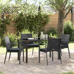 vidaXL Tuin Eettafel Set 5 pcs Zwart Poly rattan, Verzenden, Nieuw