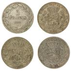 Belgique. Leopold I (1831-1865). 5 Frank 1833/1865 (4 stuks), Postzegels en Munten