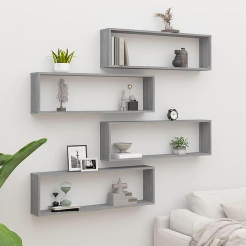 vidaXL Wandschappen kubus 4 st 100x15x30 cm bewerkt hout, Huis en Inrichting, Kasten | Wandmeubels, Nieuw, Verzenden