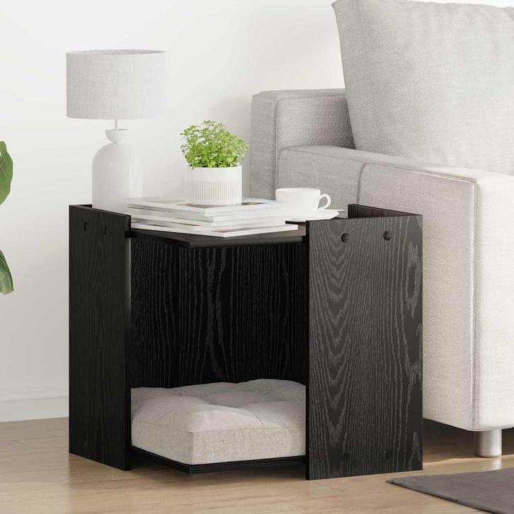 vidaXL Kattenbakomheining Zwart eiken 53 x 53 x 51 cm, Dieren en Toebehoren, Katten-accessoires, Nieuw, Verzenden