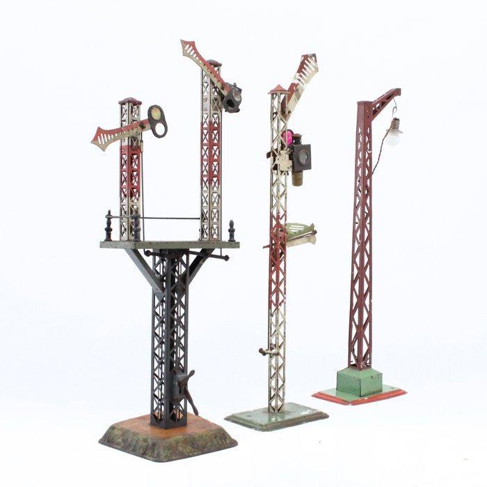 BING, KRAUS - Blikken speelgoed - (3) Spoor 1 & 0 - Seinpaal, Antiquités & Art, Antiquités | Jouets