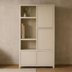 Wandkast Mangohout Evan 120 Crème (3 Open Vakken, 4 Deuren), Huis en Inrichting, Verzenden, Nieuw