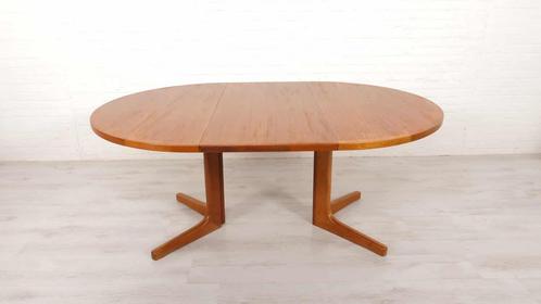 Vintage eettafel | Rond | Teak | Uitschuifbaar | 122 cm, Huis en Inrichting, Tafels | Eettafels, Ophalen of Verzenden