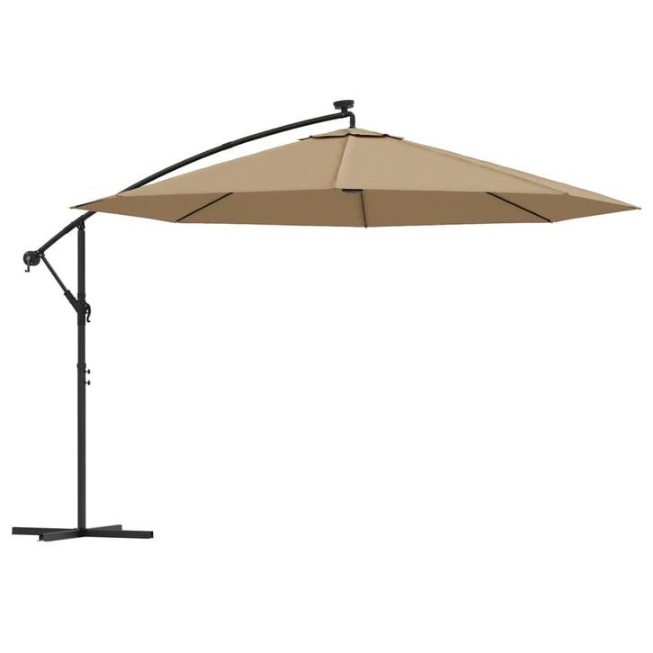 Taupe Zweefparasol 350cm | Tweede Kansje | OP = OP, Tuin en Terras, Parasols, 3 tot 4 meter, Nieuw, Zweefparasol, Verzenden