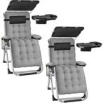 tectake Ligstoel Cloud II met zonnekap, opvouwbaar - lichtgr, Verzenden, Nieuw