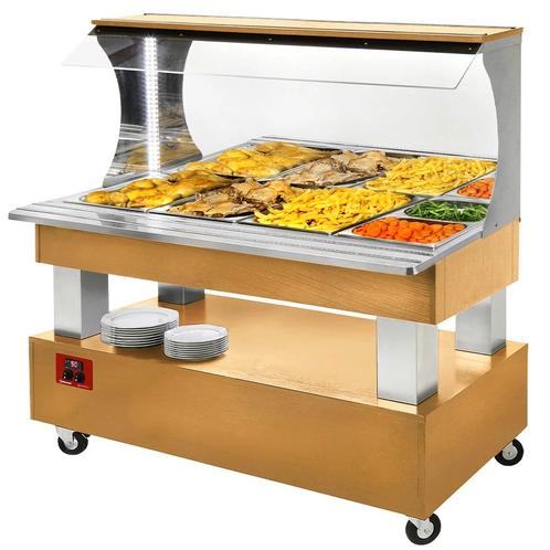 Verwarmd Buffet | GOURMET LINE | Hout/RVS | 4x 1/1 GN |, Zakelijke goederen, Horeca | Keukenapparatuur, Nieuw in verpakking, Verzenden