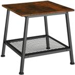 Bijzettafel Bedford 45,5x45x47cm - Industrieel hout donker,, Maison & Meubles, Tables | Tables d'appoint, Verzenden
