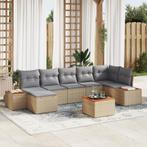 vidaXL 8-delige tuinset met kussens in beige, poly rattan en, Tuin en Terras, Verzenden, Nieuw