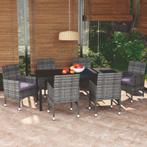 vidaXL 7-delige Tuinset met kussens poly rattan grijs, Tuin en Terras, Tuinsets en Loungesets, Verzenden, Nieuw, Tuinset