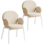 Set van 2 stoelen Scandi gestoffeerd, bouclé stof - crème, Nieuw, Verzenden
