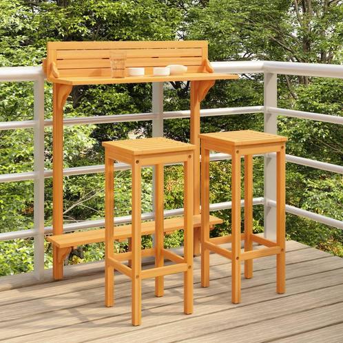 vidaXL Ensemble de bar de balcon 3 pcs Bois dacacia, Jardin & Terrasse, Ensembles de jardin, Neuf, Envoi