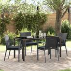 vidaXL Tuin Eettafel Set 5 pcs Zwart Poly rattan, Verzenden, Nieuw