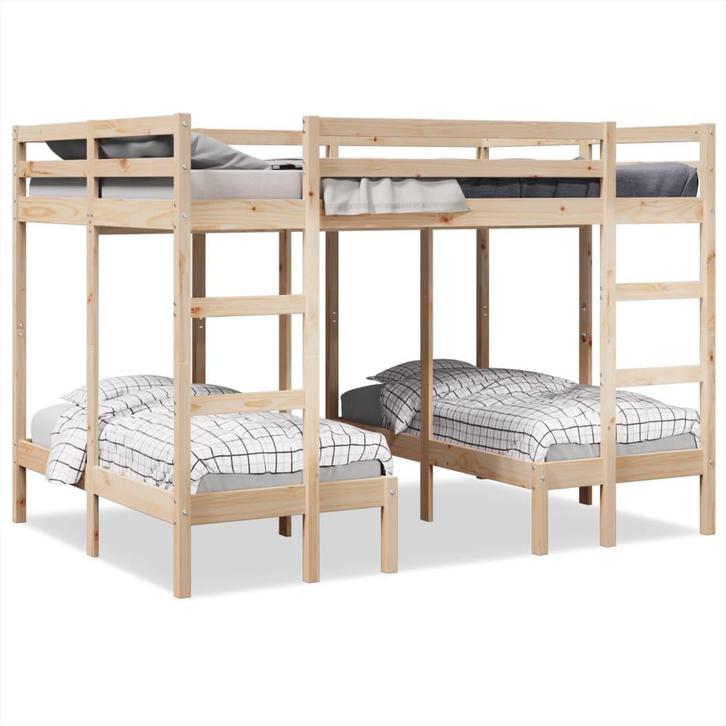 vidaXL Stapelbed 3-voudig massief grenenhout 140x200/70x140, Huis en Inrichting, Slaapkamer | Bedden, Nieuw, Verzenden