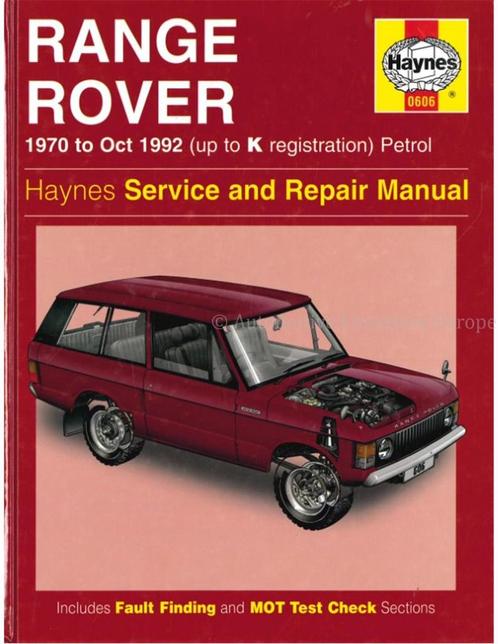 1970 - 1992 RANGE ROVER VRAAGBAAK ENGELS, Autos : Divers, Modes d'emploi & Notices d'utilisation