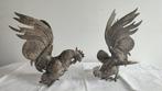 Combat de Coqs en métal argenté - RARE - Statue, Combat de