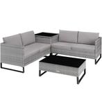 tectake Wicker loungeset Ostuni - grijsgevlekt/grijs, Tuin en Terras, Verzenden, Nieuw