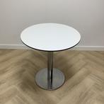 kantinetafel / bijzettafel (hxbxd) 74x7x70 cm, wit - chroom, Gebruikt, Bureau
