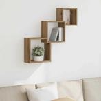 vidaXL Wandplanken kubus 68x15x68cm bewerkt hout artisanaal, Huis en Inrichting, Verzenden, Nieuw