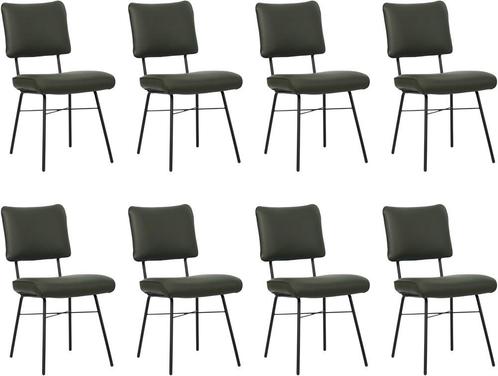 Set van 8 Donkergroene leren industriële design, Huis en Inrichting, Stoelen, Overige kleuren, Vijf, Zes of meer stoelen, Nieuw