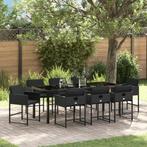 vidaXL 9-delige tuinset met kussens zwart poly rattan, Tuin en Terras, Tuinstoelen, Verzenden, Nieuw