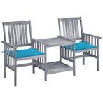 vidaXL Tuinstoelen met tafeltje en kussens massief, Tuin en Terras, Verzenden, Nieuw