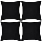 vidaXL Housses de coussin 4 pcs Coton Noir 80x80 cm