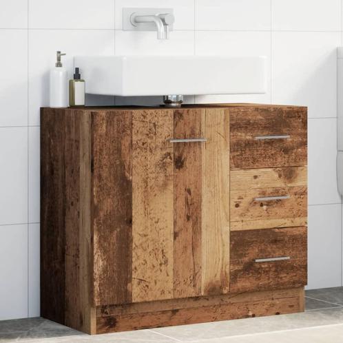 vidaXL Wastafelkast 63x30x54 cm bewerkt hout oud houtkleurig, Huis en Inrichting, Badkamer | Badkamermeubels, Nieuw, Verzenden