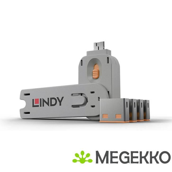 Lindy 40453 USB Port Blocker - Pack 4, Colour Code: Orange, Informatique & Logiciels, Ordinateurs & Logiciels Autre, Envoi