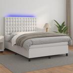 vidaXL Boxspring met matras en LED kunstleer wit 140x200 cm, Verzenden, Nieuw