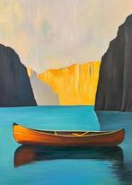 Alexy Berthelot - Canyon lake boat, Antiek en Kunst, Kunst | Schilderijen | Modern