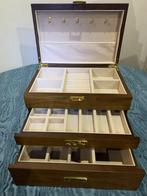 Sieradendoos - Hout, Alcantara - Sieradendoos 3 niveaus