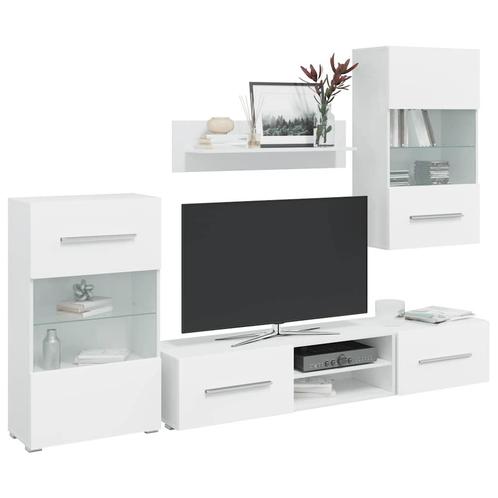 vidaXL 5-delige Tv-meubels met LED-verlichting bewerkt hout, Huis en Inrichting, Kasten |Televisiemeubels, Nieuw, Verzenden